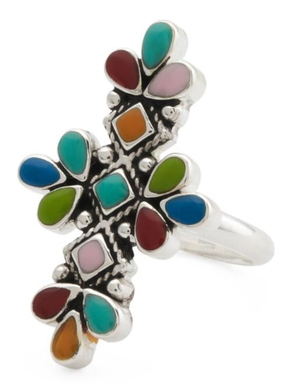 SEED & SAGE Made In Mexico Sterling Silver Plated Multicolor Ring